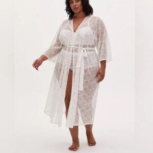 Torrid white lace robe